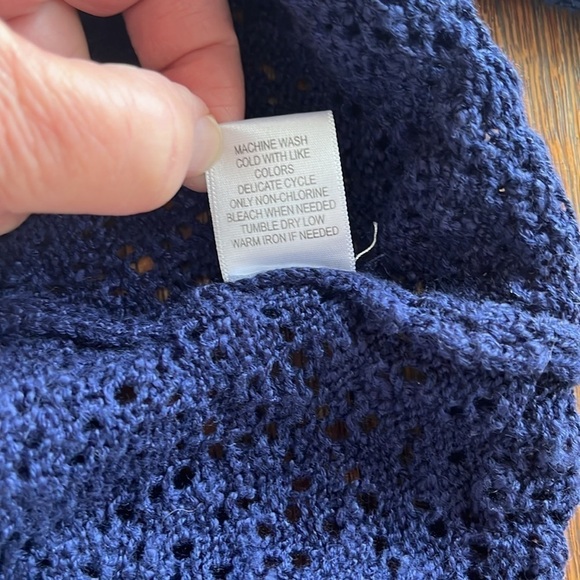 L.A. Hearts Sweater Blue Open Weave Navy Size M/L Long Sleeves Crew Neck - Picture 12 of 14